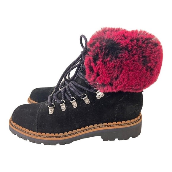 Sam Edelman 8 Bowen Black Suede Combat Fur Lined Lace Up Combat Hiker Boot - Picture 4 of 8